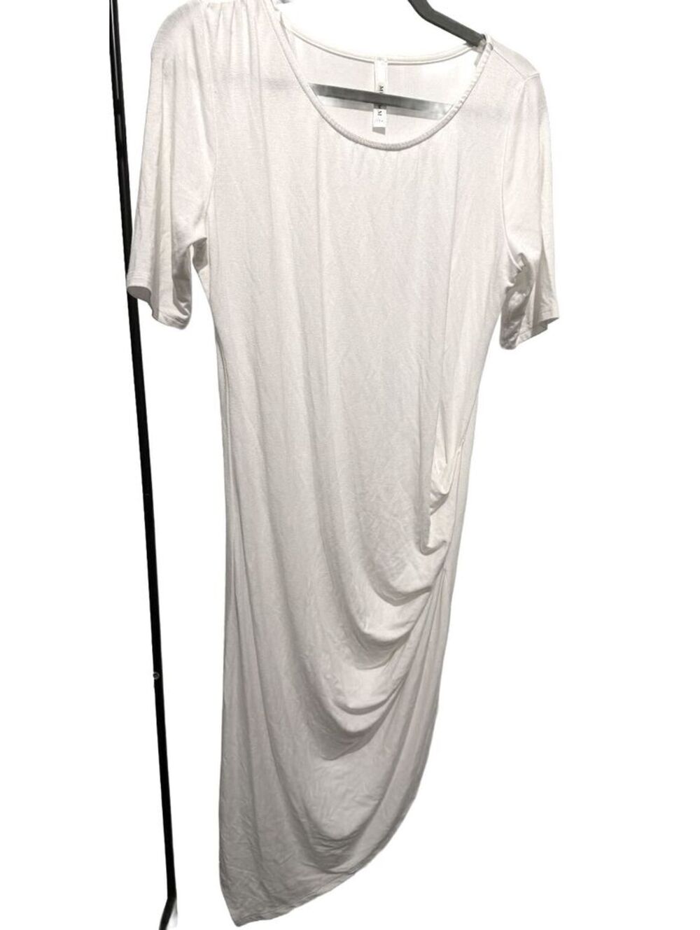 White Draped Short Sleeve Dress